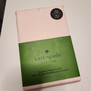 Kate Spade Pillowcase Pair Standard Size Pink and White Stripe Seersucker NWT